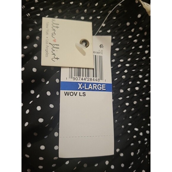 Ultra Flirt by Ikeddi Juniors' Smocked Cold-Shoulder Top Black Dot XL RW35459 - Picture 3 of 11